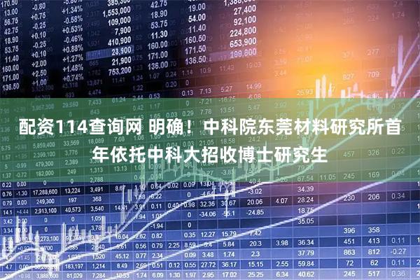 配资114查询网 明确！中科院东莞材料研究所首年依托中科大招收博士研究生